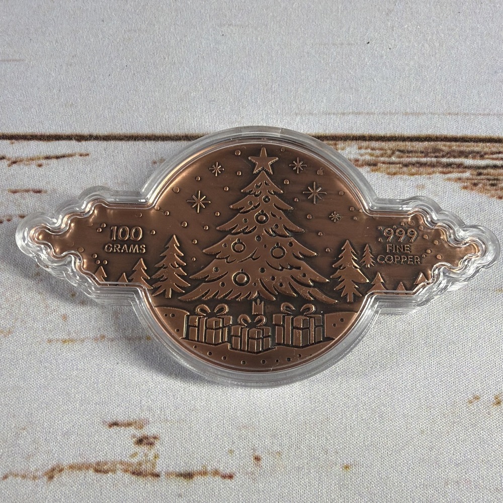 100 Gram .999 Fine Copper Round And To All A Good Night Holiday Christmas New